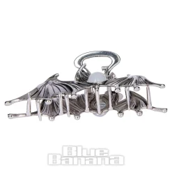 Blue Banana Bat & Stone Hair Clip (Silver)