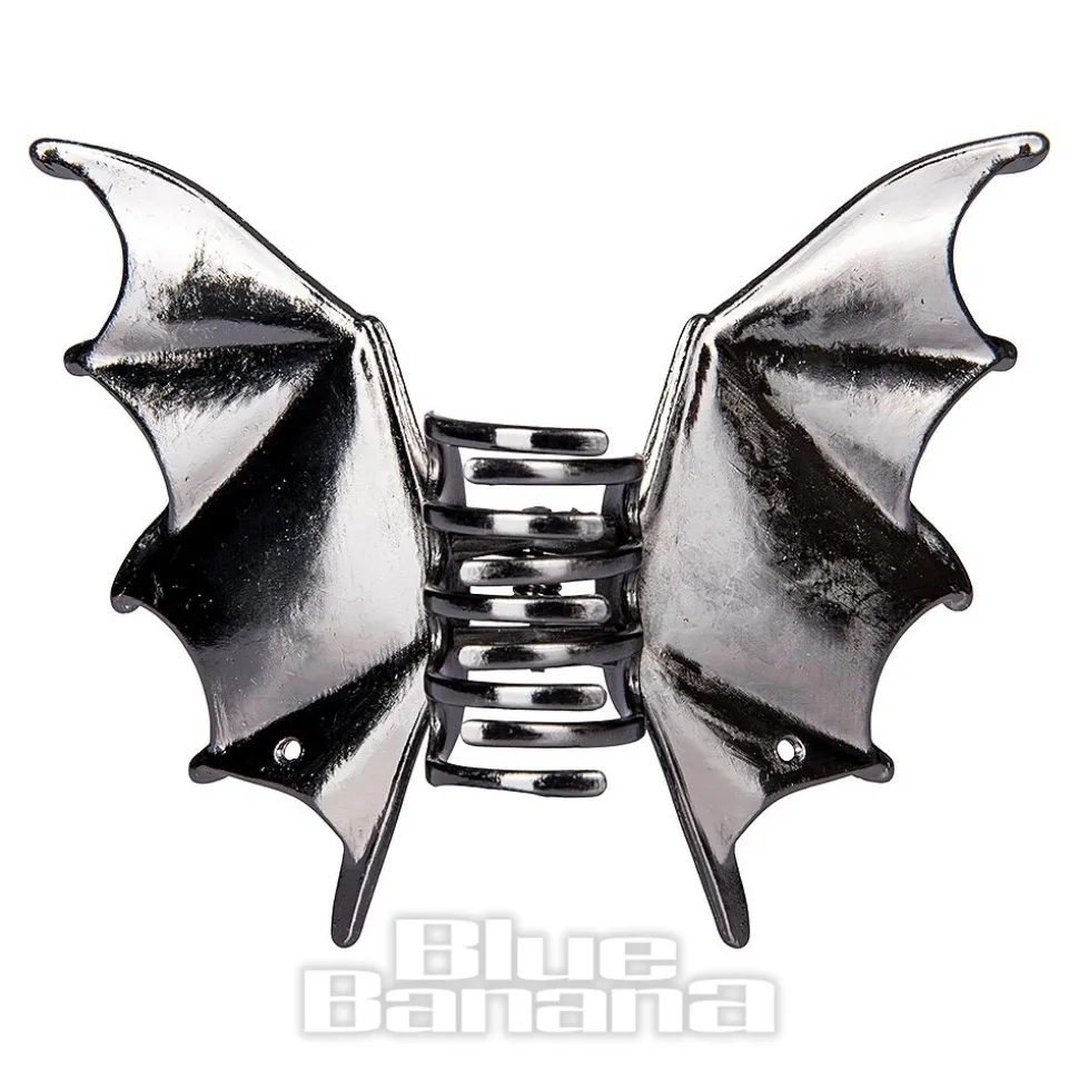 Blue Banana Bat Wings Hair Clip (Black)