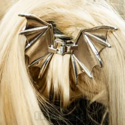 Blue Banana Bat Wings Hair Clip (Silver)