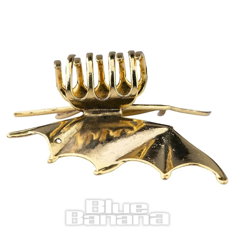 Blue Banana Bat Wings Hair Clip (Antique Gold)