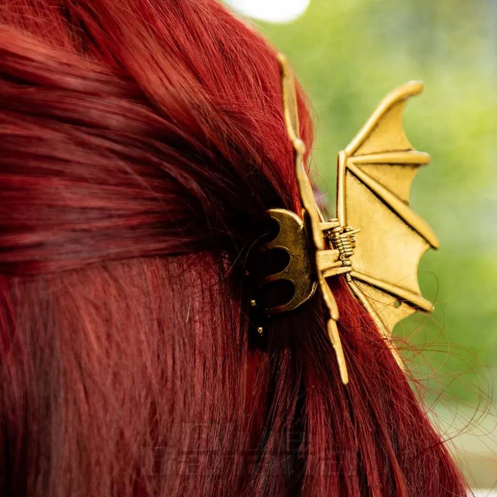 Blue Banana Bat Wings Hair Clip (Antique Gold)