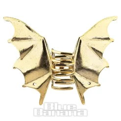 Blue Banana Bat Wings Hair Clip (Antique Gold)