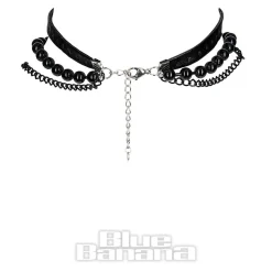 Blue Banana Beaded Cross Choker (Black)