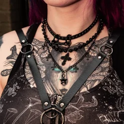 Blue Banana Beaded Cross Choker (Black)