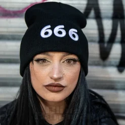Blue Banana 666 Beanie Hat (Black)