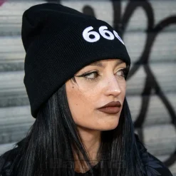 Blue Banana 666 Beanie Hat (Black)