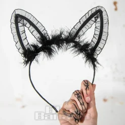 Blue Banana Big Lace Ears Headband (Black)