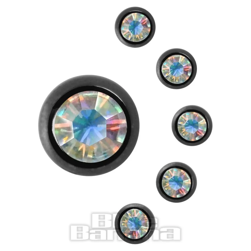 Blue Banana Black Titanium 5mm Jewelled Ball (Aurora Borealis)