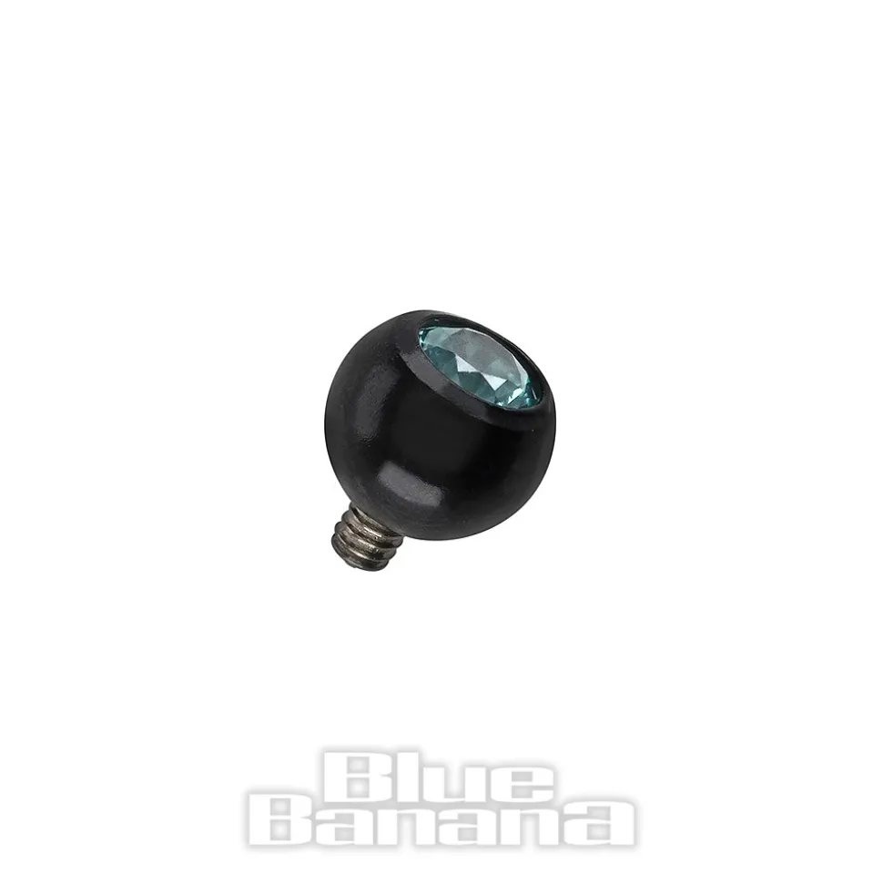Blue Banana Black Titanium 4mm Internally Threaded Jewelled Ball (Zircon)