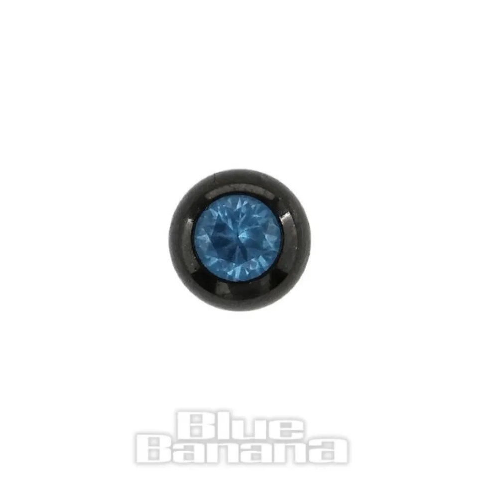 Blue Banana Black Titanium 4mm Jewelled Ball (Aqua)