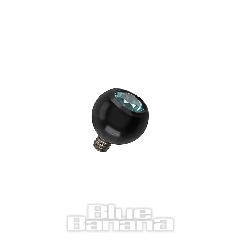 Blue Banana Black Titanium 3mm Internally Threaded Jewelled Ball (Zircon)
