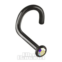 Blue Banana Black Titanium 2.0mm Nose Stud (Aurora Borealis)