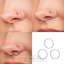 Blue Banana Box 3 Nose Ring Set (Silver)