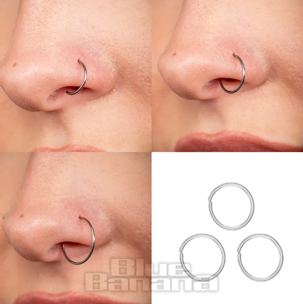 Blue Banana Box 3 Nose Ring Set (Silver)