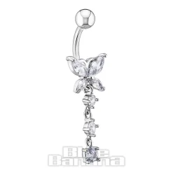 Blue Banana Butterfly Navel Bar (Crystal)
