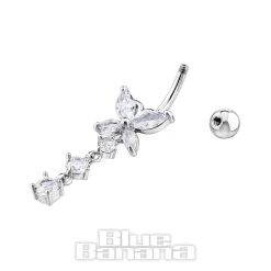 Blue Banana Butterfly Navel Bar (Crystal)