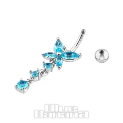 Blue Banana Butterfly Navel Bar (Aqua)
