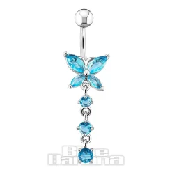 Blue Banana Butterfly Navel Bar (Aqua)