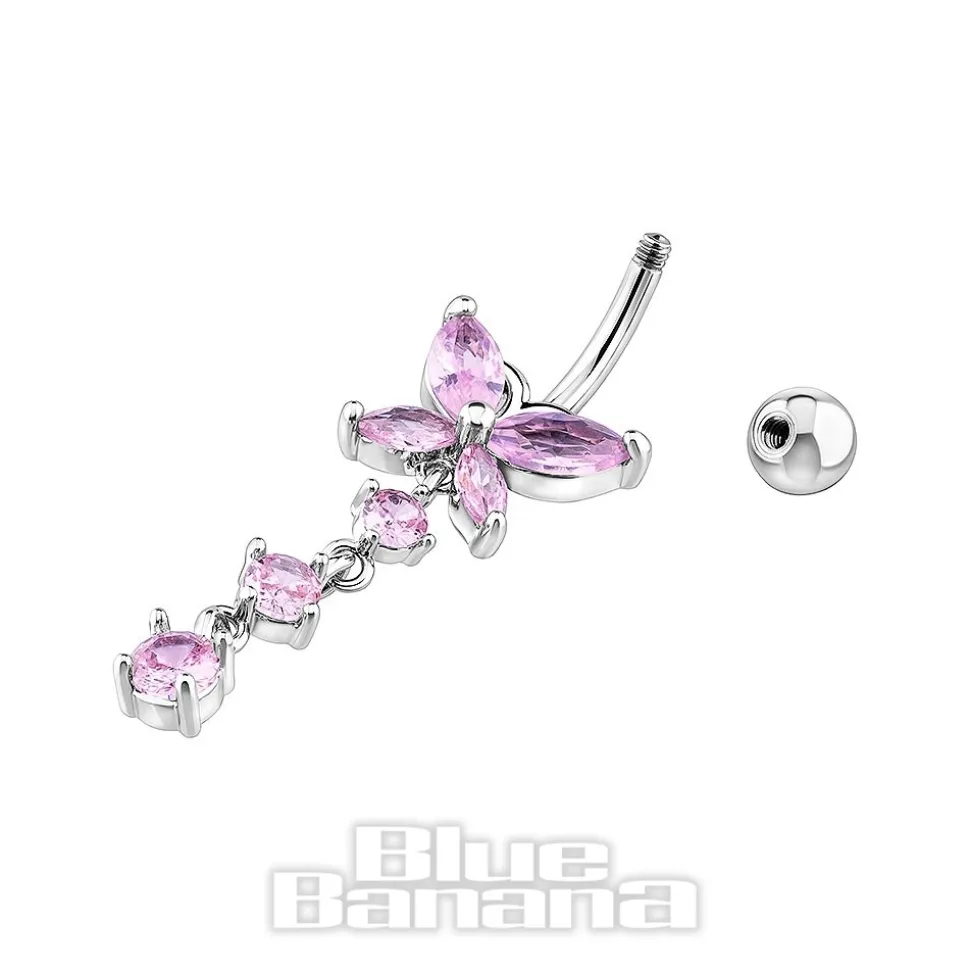 Blue Banana Butterfly Navel Bar (Rose)