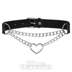 Blue Banana Chain Heart Choker (Black)
