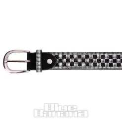 Blue Banana Checkerboard Crystal Belt (Black/White)