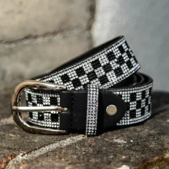 Blue Banana Checkerboard Crystal Belt (Black/White)