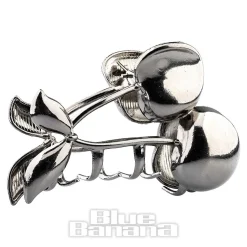 Blue Banana Cherry Hair Clip (Silver)