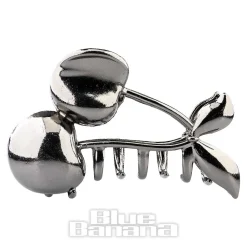 Blue Banana Cherry Hair Clip (Silver)