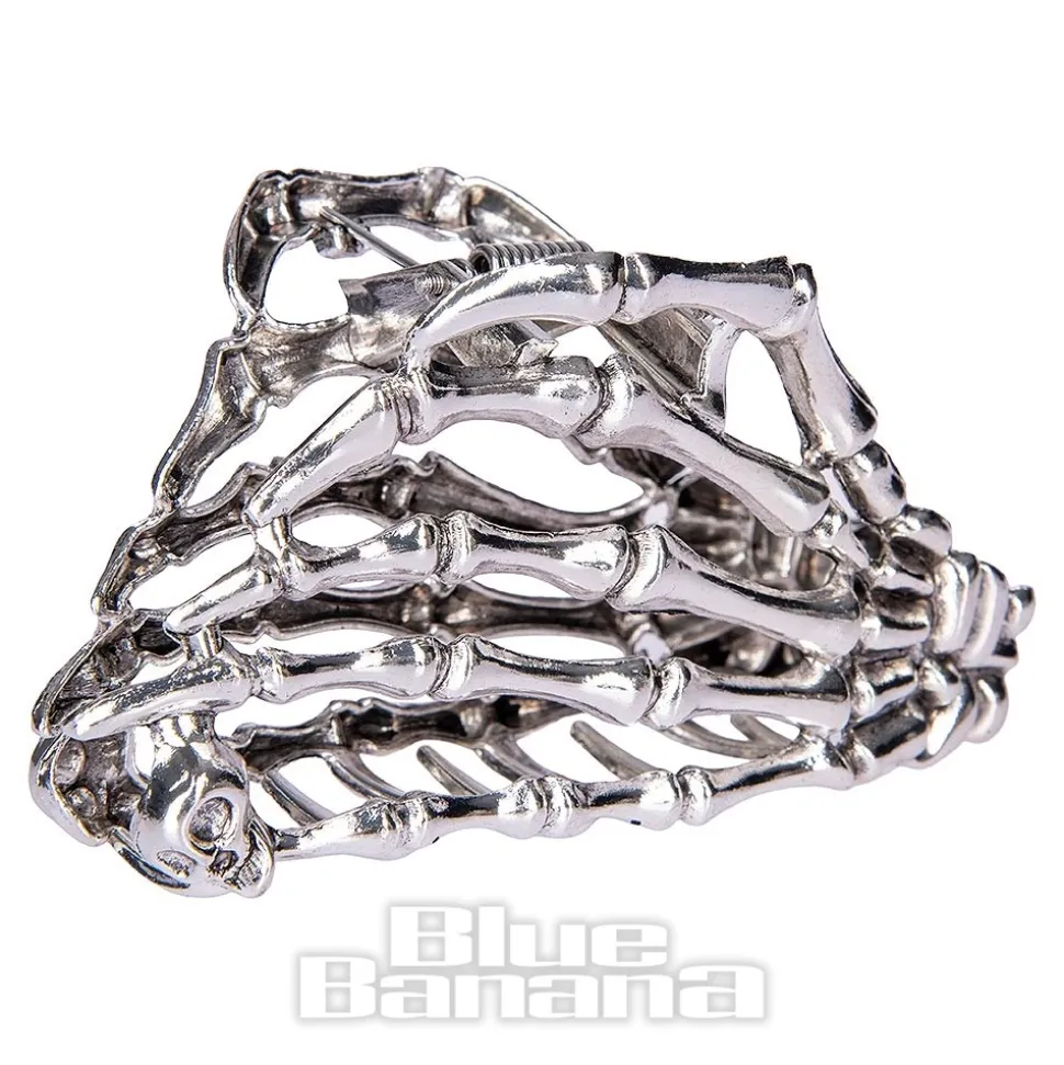 Blue Banana Claw Hand Hair Clip (Silver)