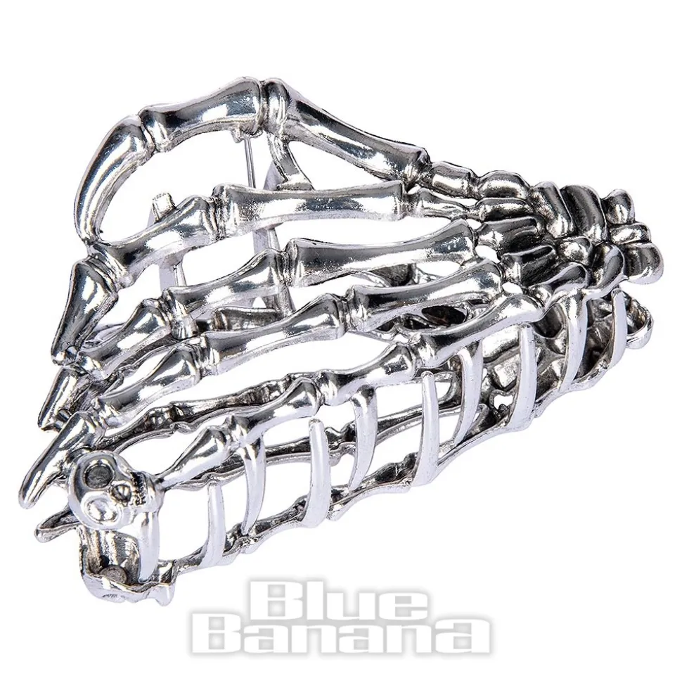 Blue Banana Claw Hand Hair Clip (Silver)