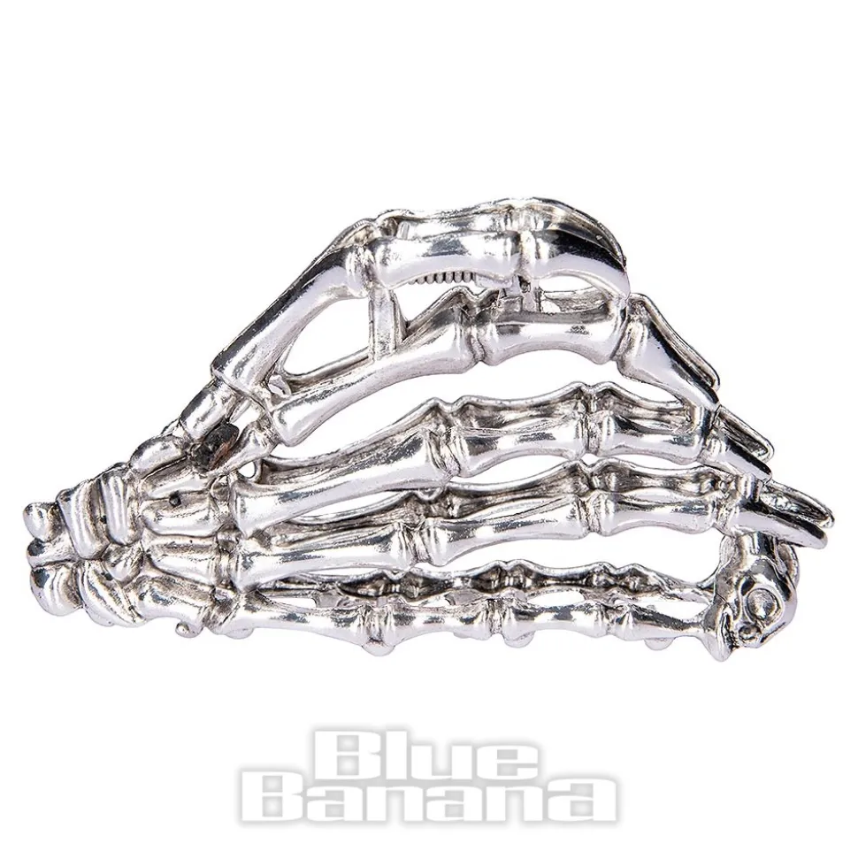 Blue Banana Claw Hand Hair Clip (Silver)