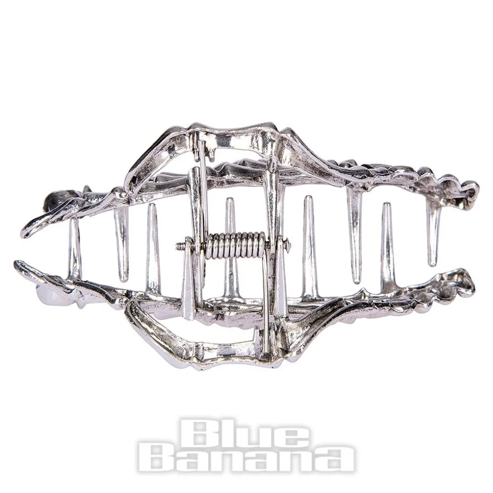 Blue Banana Claw Hand Hair Clip (Silver)