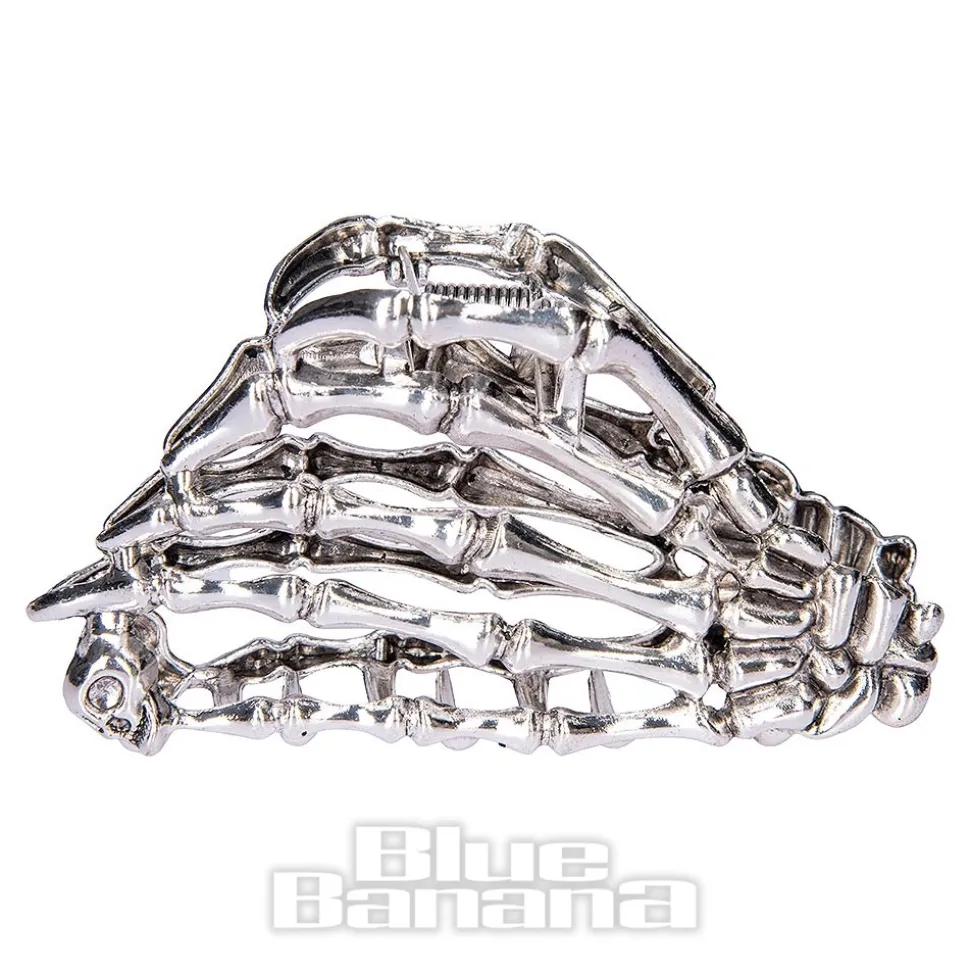 Blue Banana Claw Hand Hair Clip (Silver)