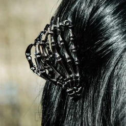 Blue Banana Claw Skeleton Hand Hair Clip (Black)