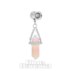 Blue Banana Clear Crystal Surgical Steel Tunnel (Silver)