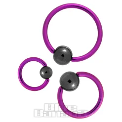 Blue Banana Coloured Titanium 1.6mm BCR (Purple/Black)