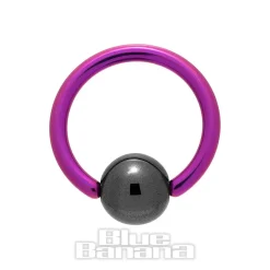Blue Banana Coloured Titanium 1.6mm BCR (Purple/Black)