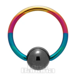 Blue Banana Coloured Titanium 1.2mm BCR (Rainbow/Black)