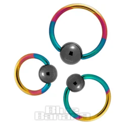 Blue Banana Coloured Titanium 1.2mm BCR (Rainbow/Black)