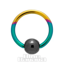 Blue Banana Coloured Titanium 1.2mm BCR (Rainbow/Black)