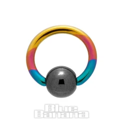 Blue Banana Coloured Titanium 1.2mm BCR (Rainbow/Black)