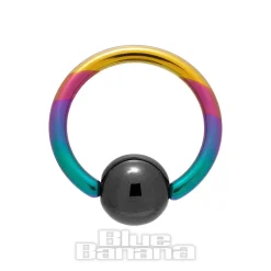 Blue Banana Coloured Titanium 1.6mm BCR (Rainbow/Black)