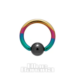 Blue Banana Coloured Titanium 1.6mm BCR (Rainbow/Black)