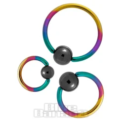Blue Banana Coloured Titanium 1.6mm BCR (Rainbow/Black)