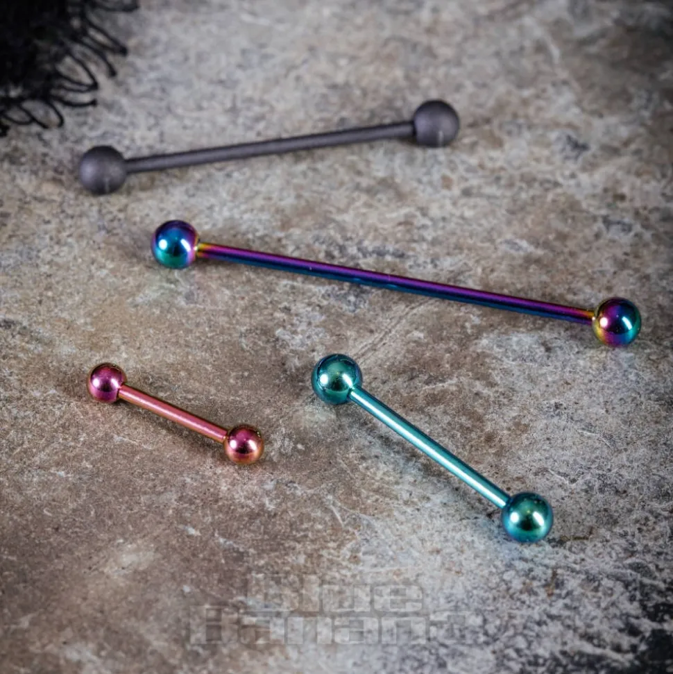 Blue Banana Coloured Titanium 1.6mm Barbell (Matt Black)