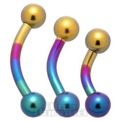 Blue Banana Coloured Titanium Curved Barbell (Rainbow)