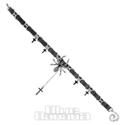 Blue Banana Crosses & Spiders Choker (Black/Siver)