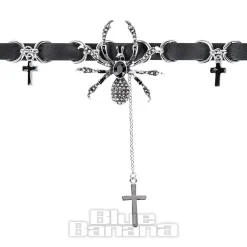 Blue Banana Crosses & Spiders Choker (Black/Siver)
