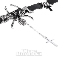 Blue Banana Crosses & Spiders Choker (Black/Siver)