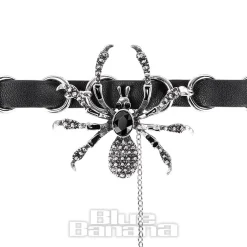 Blue Banana Crosses & Spiders Choker (Black/Siver)